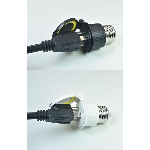Miniatura 5 de E26E27 - Adaptador de bombilla impermeable a enchufe, adaptador de enchufe de luz de 3 clavijas a enchufe, adaptador de enchufe de bombilla