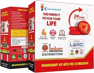 Brandsdaddy Auto Fire Extinguisher, 600g, Automatic Activation, 24 Hours Protection, Works on Fire A B C E, Patented, 5 Ye Price In India