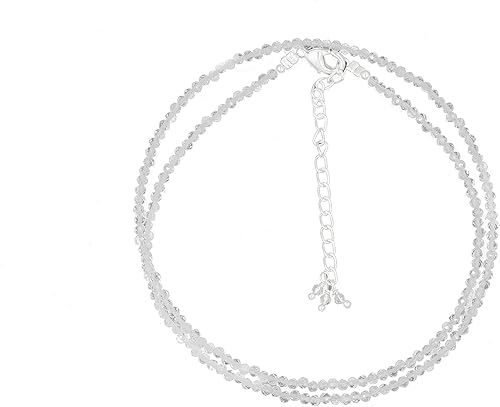 Miniatura 1 de TGH Natural Clear Quartz Gemstone Handmade Beaded Necklace, Faceted Beads Energy Stones, April Birthstone, Healing Crystals Women Fashion Jewelry