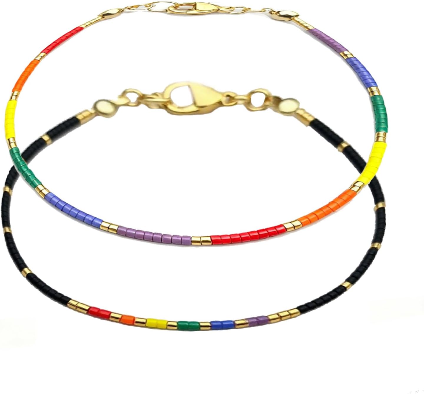 Pride Bracelet 2 Pcs Rainbow Pride Bracelets for LGBTQ Gay Lesbian