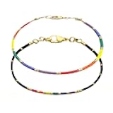 Pride Bracelet 2 Pcs Rainbow Bracelets for LGBTQ Gay Lesbian Trans Bisexual Miyuki Pride Jewelry LGBT Bracelet for Men Women