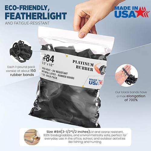 Miniatura 2 de Bandas de goma negras #84 extra anchas de alta calidad para exteriores, fabricadas en Estados Unidos, banda de crepé de goma platino resistente al