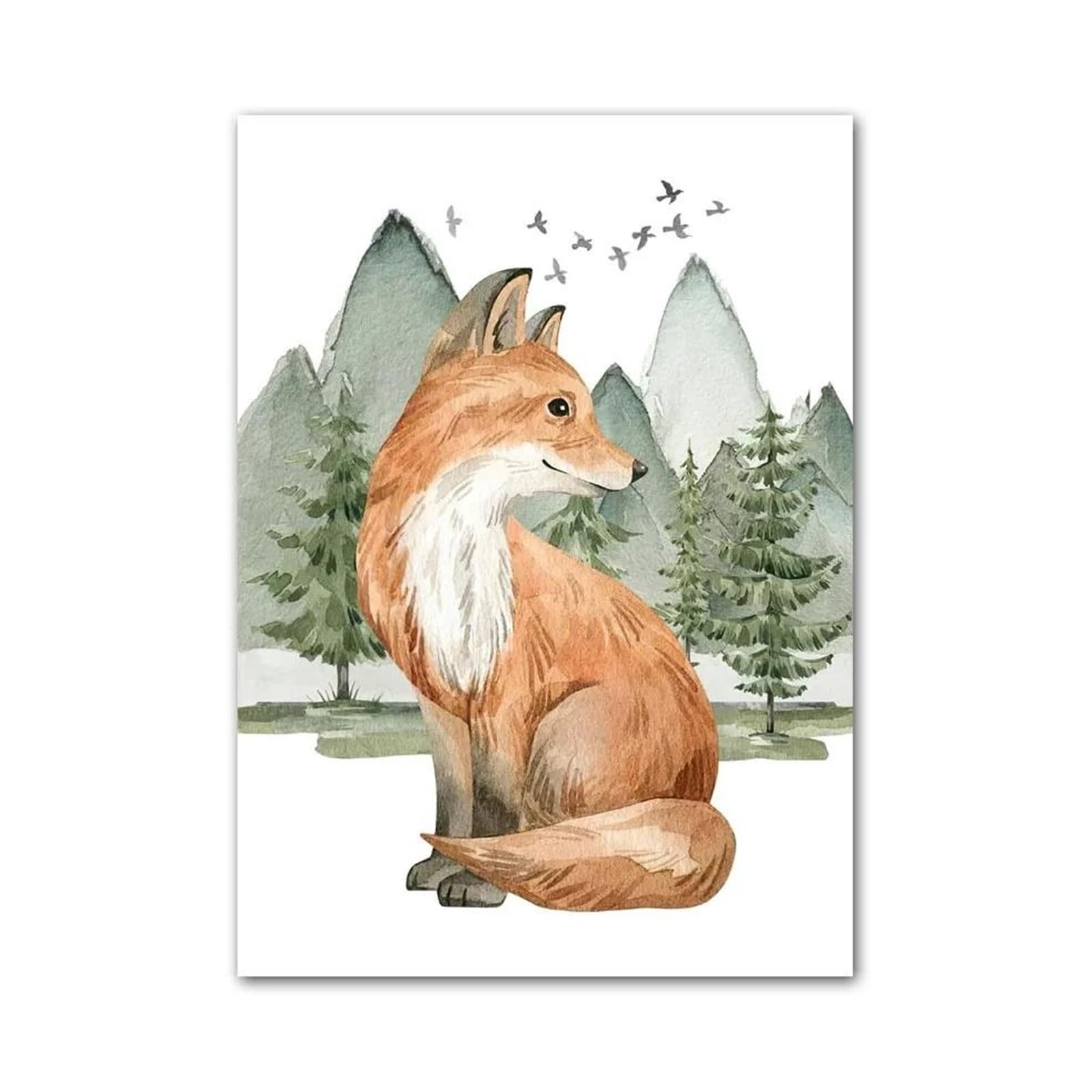 XENITE Wall Art Canvas Prints Bear Fox Rabbit Wolf Deer Raccoon Wall Art Canvas Painting No Frame Jungle Animal Posters Prints Picture Kids Room Decor(B,30x40cm)