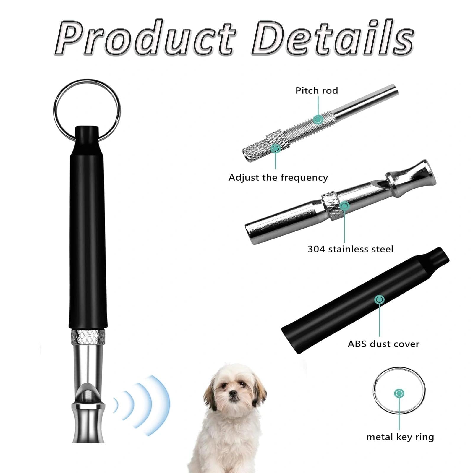 2 Pack Fischietto per Cani, Silenzioso Fischietto Ultrasuoni per Cani Richiamo, Alta Frequenza, Regolabile Fischietto Antiabbaio con Cordoncino, Adatto per La Maggior Parte delle Razze