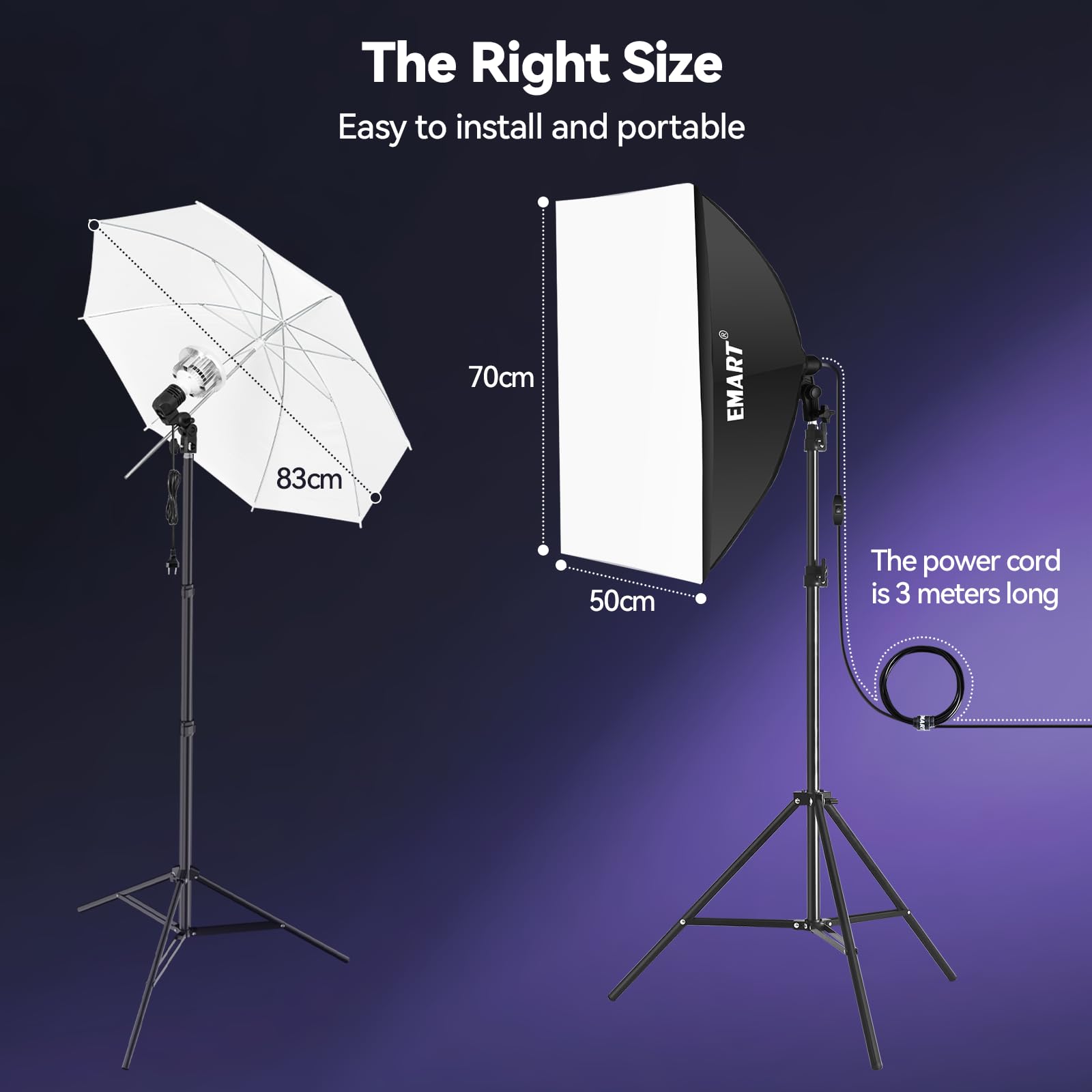 EMART Softbox 50x70 cm, Set Softbox 50 W 3000-6000 K,2 Pannelli Traslucidi | Studio fotografico, Illuminazione, Studio, Video, Fotografia, Ritratti, Diretta streaming