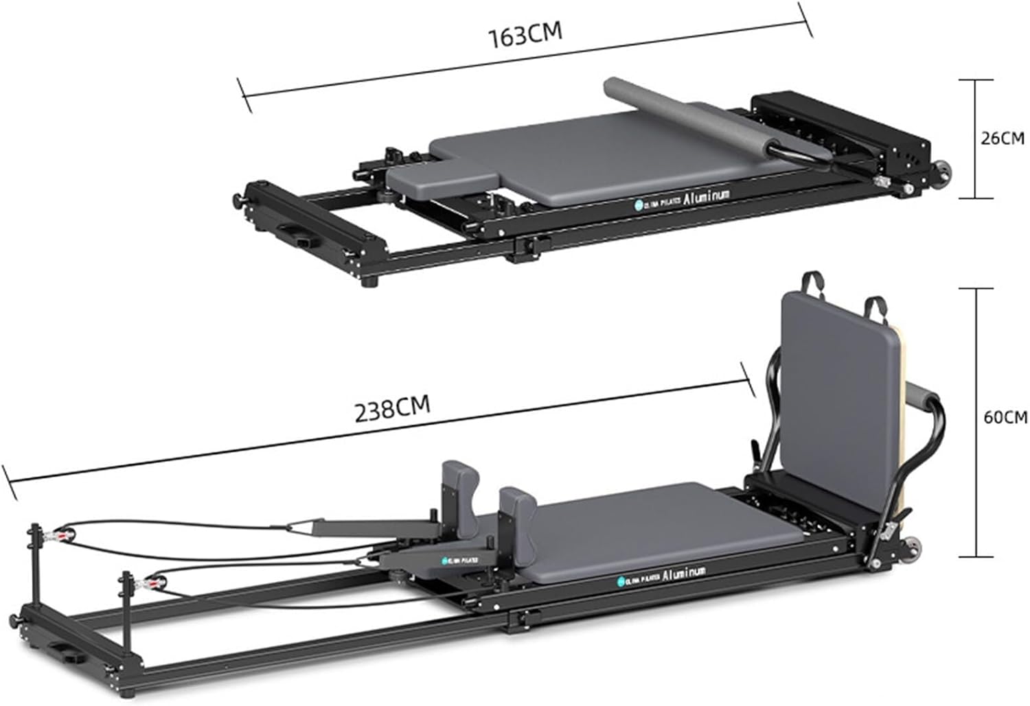 Portable Folding Body Reformer,Pilates Core Bed Large Equipment, Adjustable Strength Yoga Exercise , Base