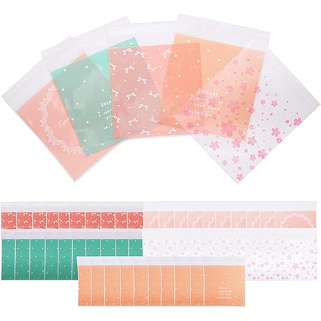 Amazon Rurumi 14cm 14cm ミニ プリント Opp袋 50枚 セット ラッピング袋 包装 テープ付 ビニール袋 ギフトバッグ 袋 文房具 オフィス用品