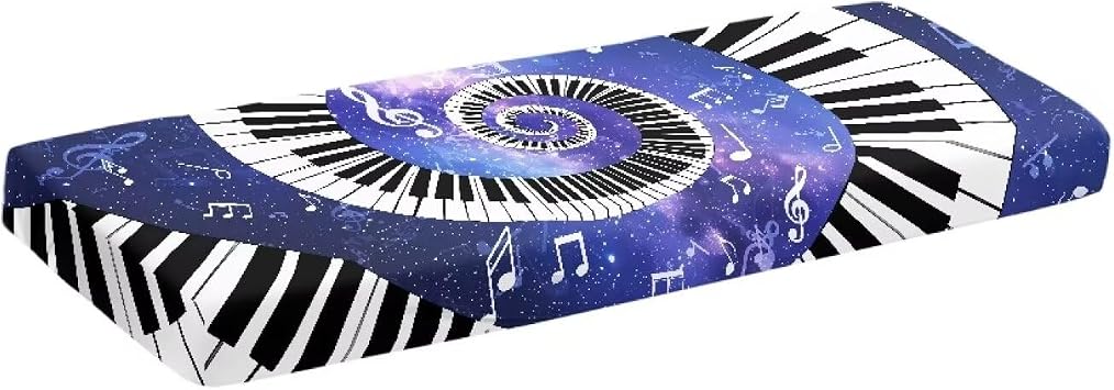 GLENLCWE Blue Galaxy Music Note Piano Print Keyboard Dust Cover for 61/76Keys Piano,Dust Proof Protective Cover Electronic and Digital Piano Keyboard Case Waterproof