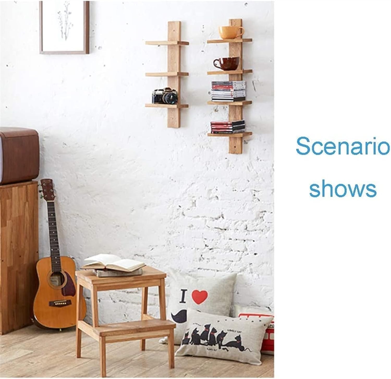 Portable Ladder Step Stool, Non-Slip Fashion Solid Wood Folding Chair Multi-Function Kitchen Bedroom Garage Oak 2-Step Ladder Stepladder