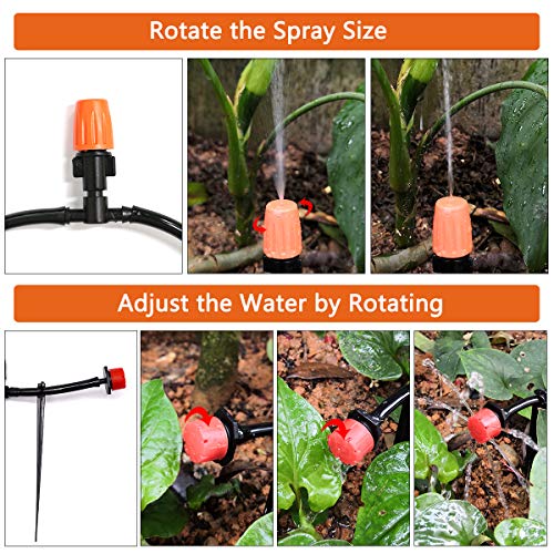PADRAM Drip Irrigation System 82ft Drip Irrigation Kit Automatic Watering System with 1/4 Inches Blank Distribution Tubing Hose Adjustable Sprinkler Garden Saving Water Drip System Set