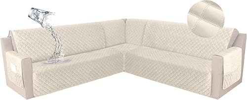 Miniatura 53 de HDCAXKJ Funda impermeable para sofá modular esquinero, de terciopelo en forma de L, para mascotas y perros, suave, resistente, en forma de U, juego