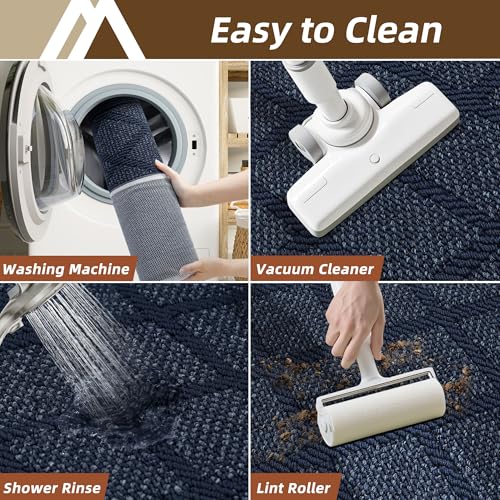 COSY HOMEER Kitchen Mats, 2 PCS Kitchen Rug Non Slip Washable, Absorbent Runner Rugs for Kitchen Floor, 100% Polypropylene Kitchen Sink Rug 20"x32" + 20"x48"(Blue) — view 6