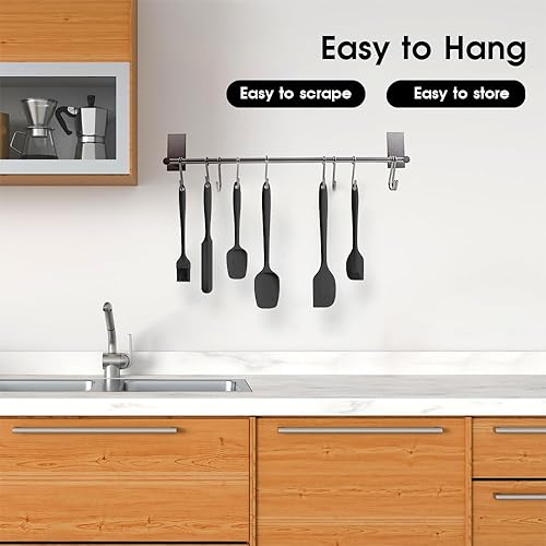 Miniatura 4 de Juego de espátulas de goma de silicona de grado alimenticio para hornear, cocinar y mezclar, resistentes al calor, antiadherentes, aptas para