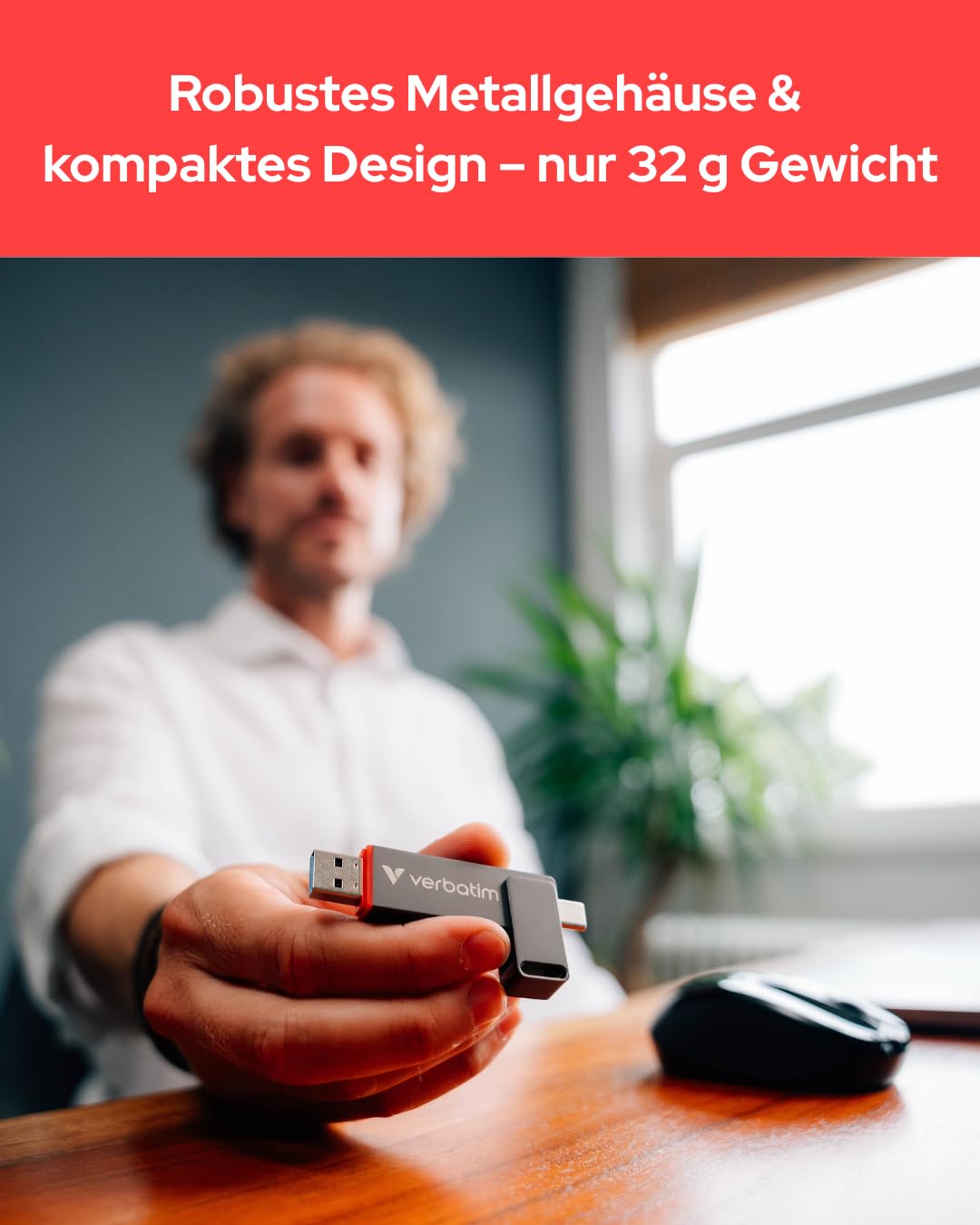 Verbatim Dual QuickStick 512GB Externe SSD USB-C USB-A bis 530MB/s | Externe 3.2 Gen 1 SSD, High-Speed USB Stick, extrem schneller Speicherstick für Handy, Laptop, PC und Notebook