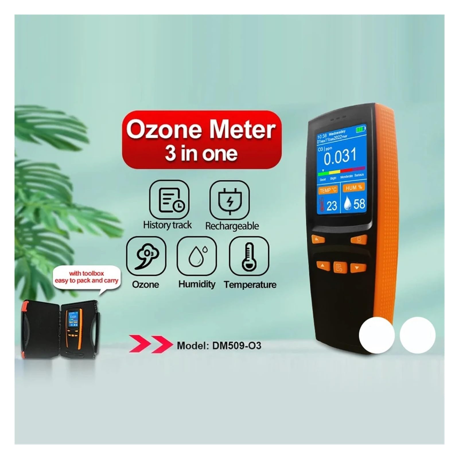 Analizzatore Di Ozono Portatile Misuratore O3 Multifunzionale Rilevatore D'aria Sensore Intelligente Monitor Inquinamento Della Qualità Aria