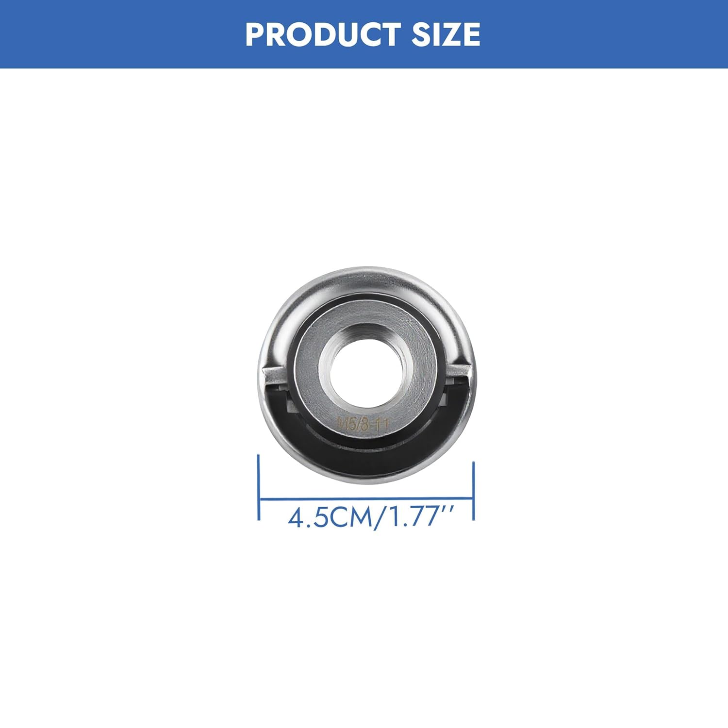 M5/8-11 Angle Grinder Flange Nuts 2 Pcs Silver Thread Quick Release Flange Nuts Heavy Duty Fast Release Nut Durable Metal Replacement Lock Nut Fits for Most Angle Grinder Hareware