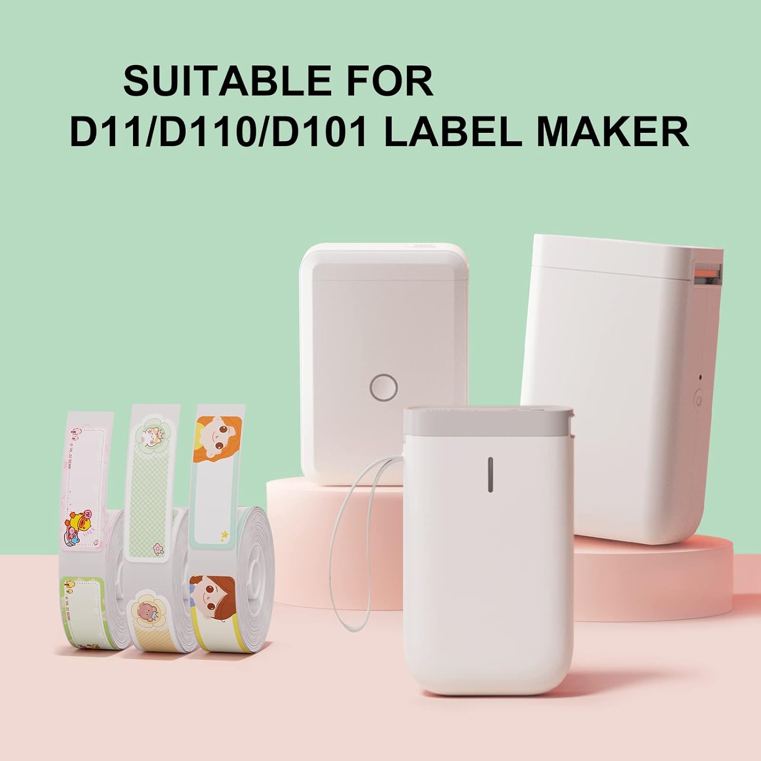 D11 D110 D101 Label Maker Tape, Adapted Label Print Paper, (3Rolls) Thermal Sticker Paper 0.59"x 1.18" Waterproof Self Adhesive Labeling Tape(3 Rolls, White)