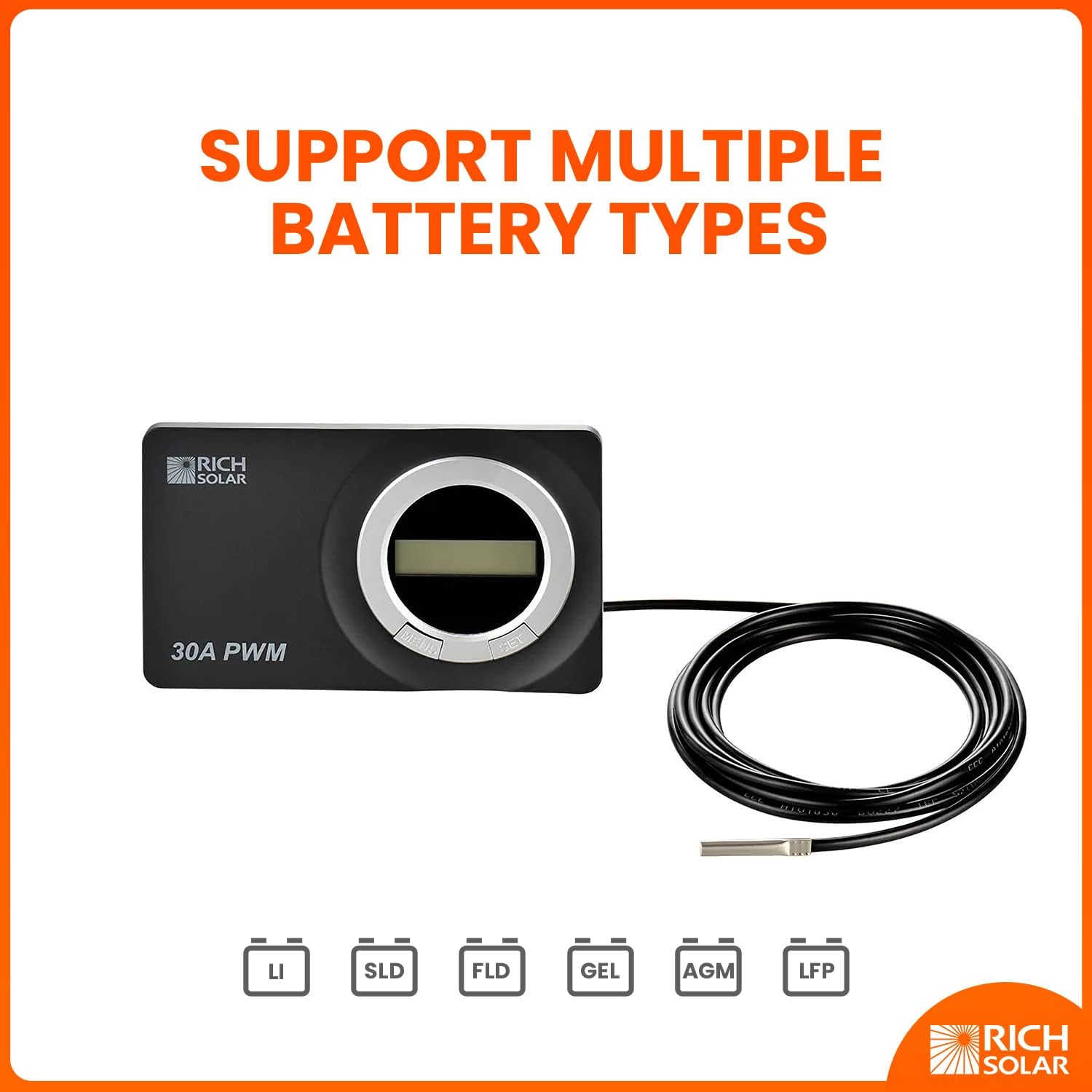 RICH SOLAR 30A PWM Controller supporting multiple battery types