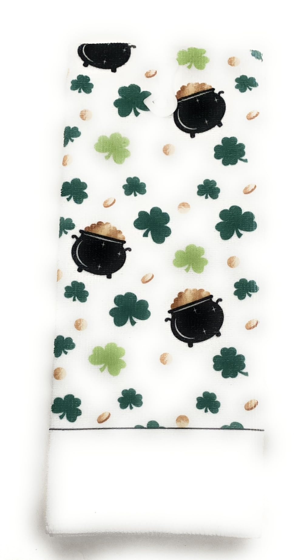 Shamrock Irish St Patrick's Day Kitchen Bathroom Clover Leaf 2pc Microfiber Towel Linen Set Decoration Accessories Holiday Decor White Green
