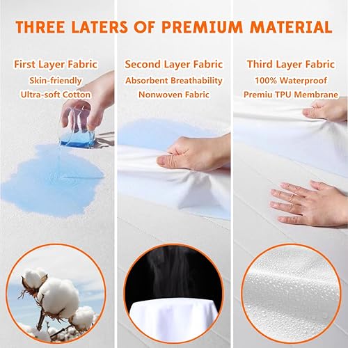 Miniatura 3 de Protector de edredón impermeable, protector de edredón para incontinencia, tamaño Queen, lavable, absorbe la humedad, funda de edredón impermeable