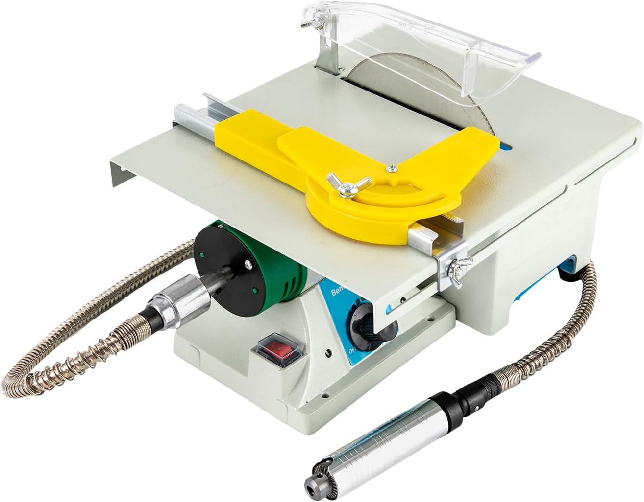Mini Table Saw 750W Jewelry Making Polisher, 800-10000RPM Adjustable Speed Bench Grinding Buffing Machine with Flexible Angle Ruler, 5-In-1 Metal Polishing Woodworking Tool for Jade Agate Metal Wood