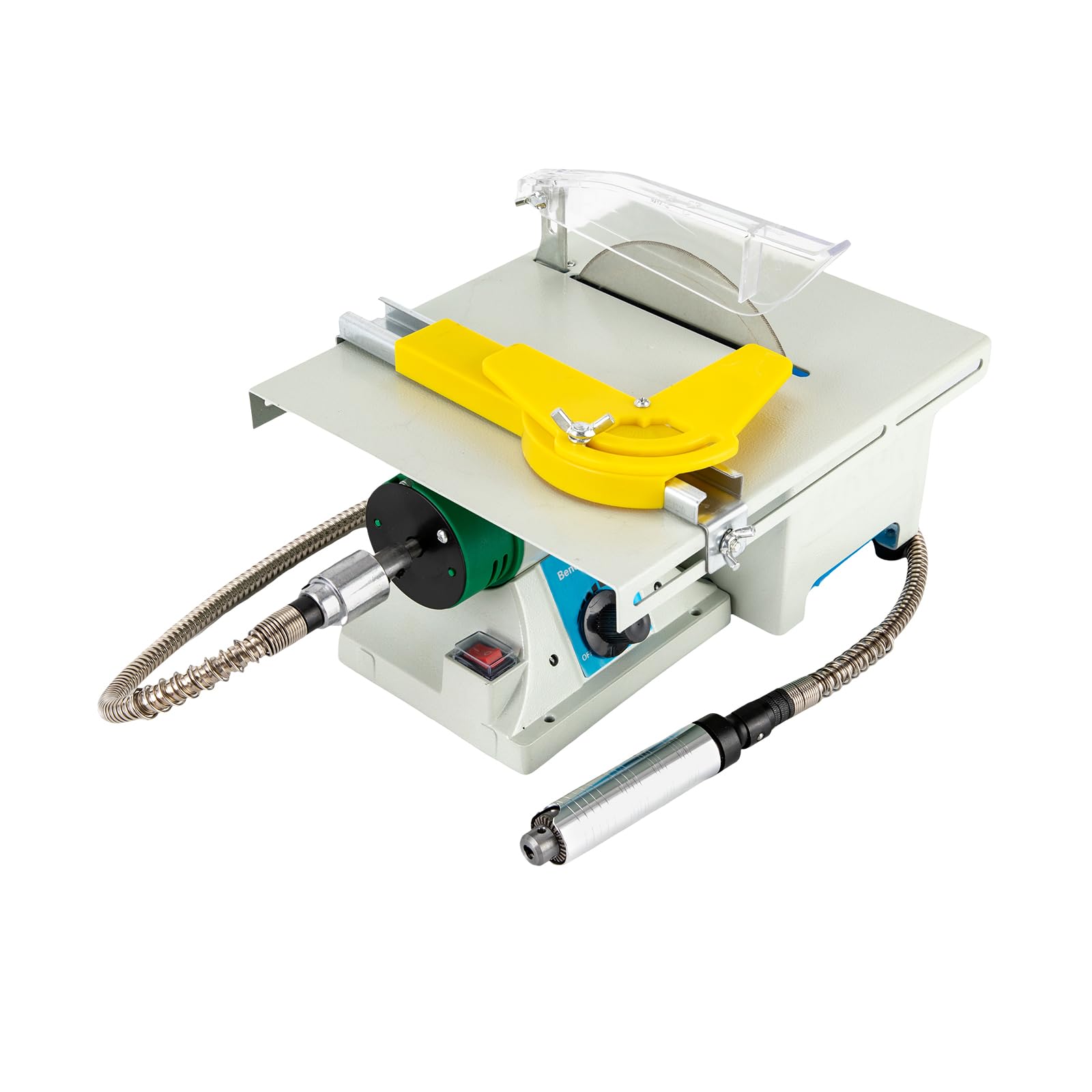 Mini Table Saw 750W Jewelry Making Polisher, 800-10000RPM Adjustable Speed Bench Grinding Buffing Machine with Flexible Angle Ruler, 5-In-1 Metal Polishing Woodworking Tool for Jade Agate Metal Wood