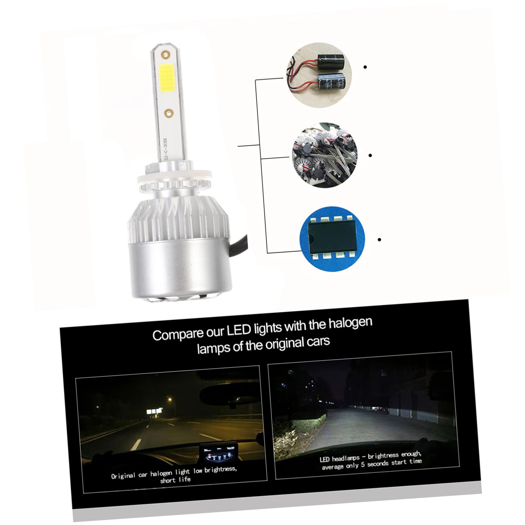 SOLUSTRE 6piezas Bombillas Led De Faro Delantero Impermeables Alta Potencia Luz Alta y Para Vehículos
