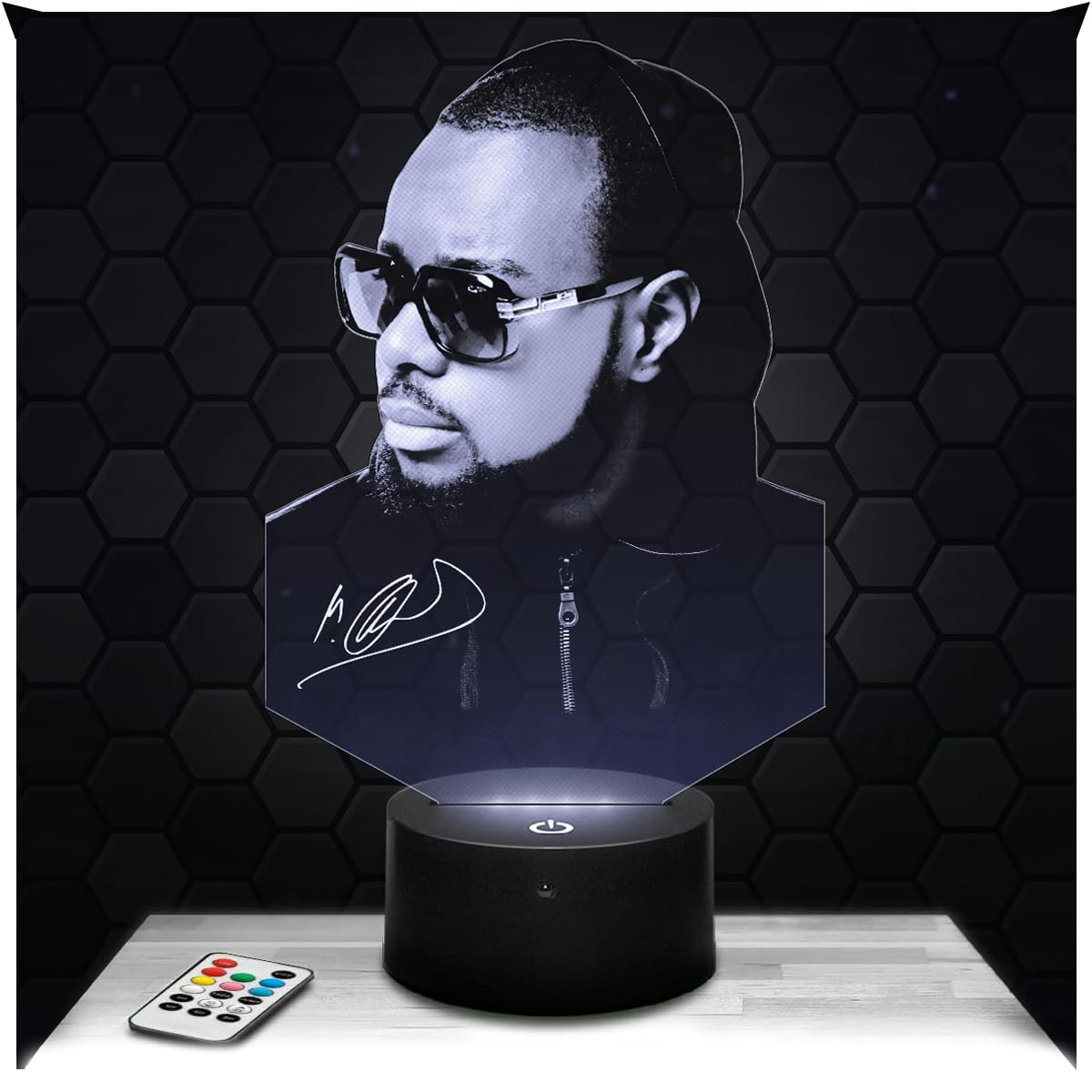 Lampephoto.fr - Rapper Gims 3D Lamp 3D LED Illusion Night Light, Christmas, Gift idea for Boys and Girls, Children's or Adult Bedroom Night Light, Led BedSidoe, Gifts Merchandising TOP