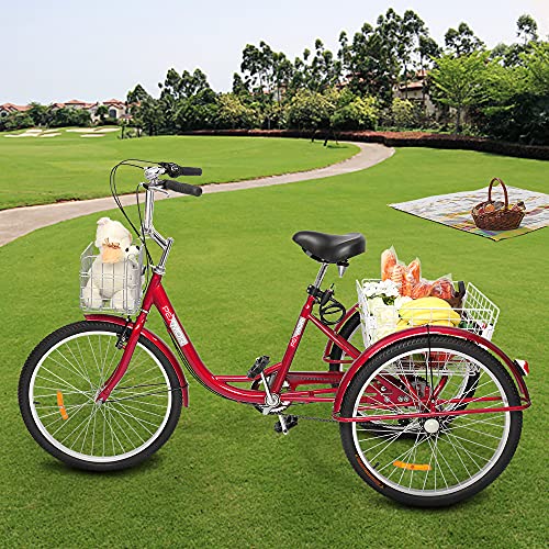 Pexmor Adult Tricycle, 24/26 Inch 7 Speed 3 Wheel Bikes Tricycle For Adults, Adult Trike For Women/Men/Seniors, Three Wheel Cruiser Bike W/Folding Front & Rear Basket For Shopping/Recreation/Picnic thumb #8