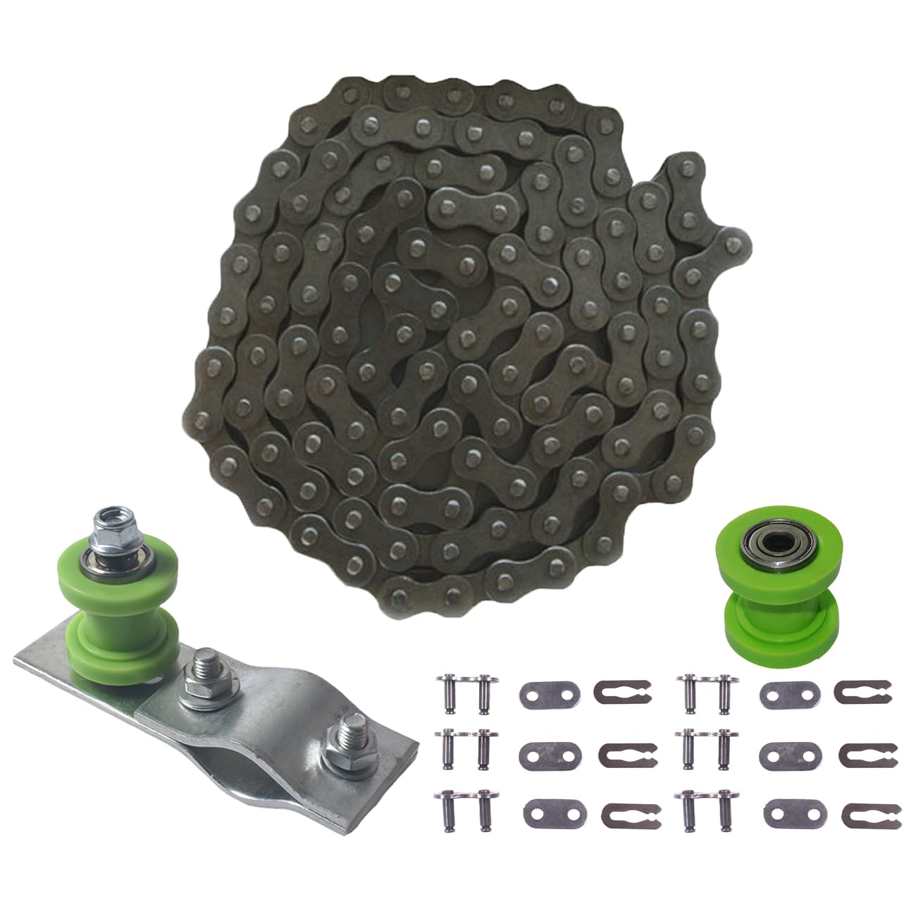 415H Chain 110L Link Chain Tensioner Adjuster kit for 49cc 60cc 66cc 80cc Engine Motorized Bicycle Dirt Bike bicycles Green
