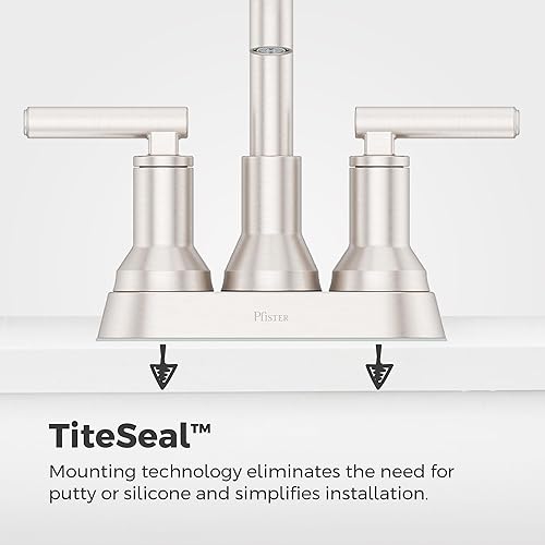 Miniatura 6 de Pfister Capistrano LF048CSOGS - Grifo para lavabo de baño, centro de 4 pulgadas, 2 asas, 3 agujeros, acabado de níquel cepillado de defensa contra