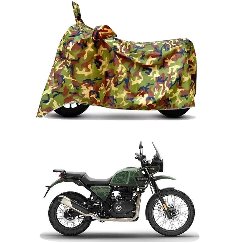 Image of Waterproof 100% PVC Coated Bike Scooty Two Wheeler Body Cover Compatible For Royal Enfie Himalayan Pine /UV-Rays /Heat Protection /Birds Dropping /Scratchproof /Dust proof /All [6X6 Jungle Print]