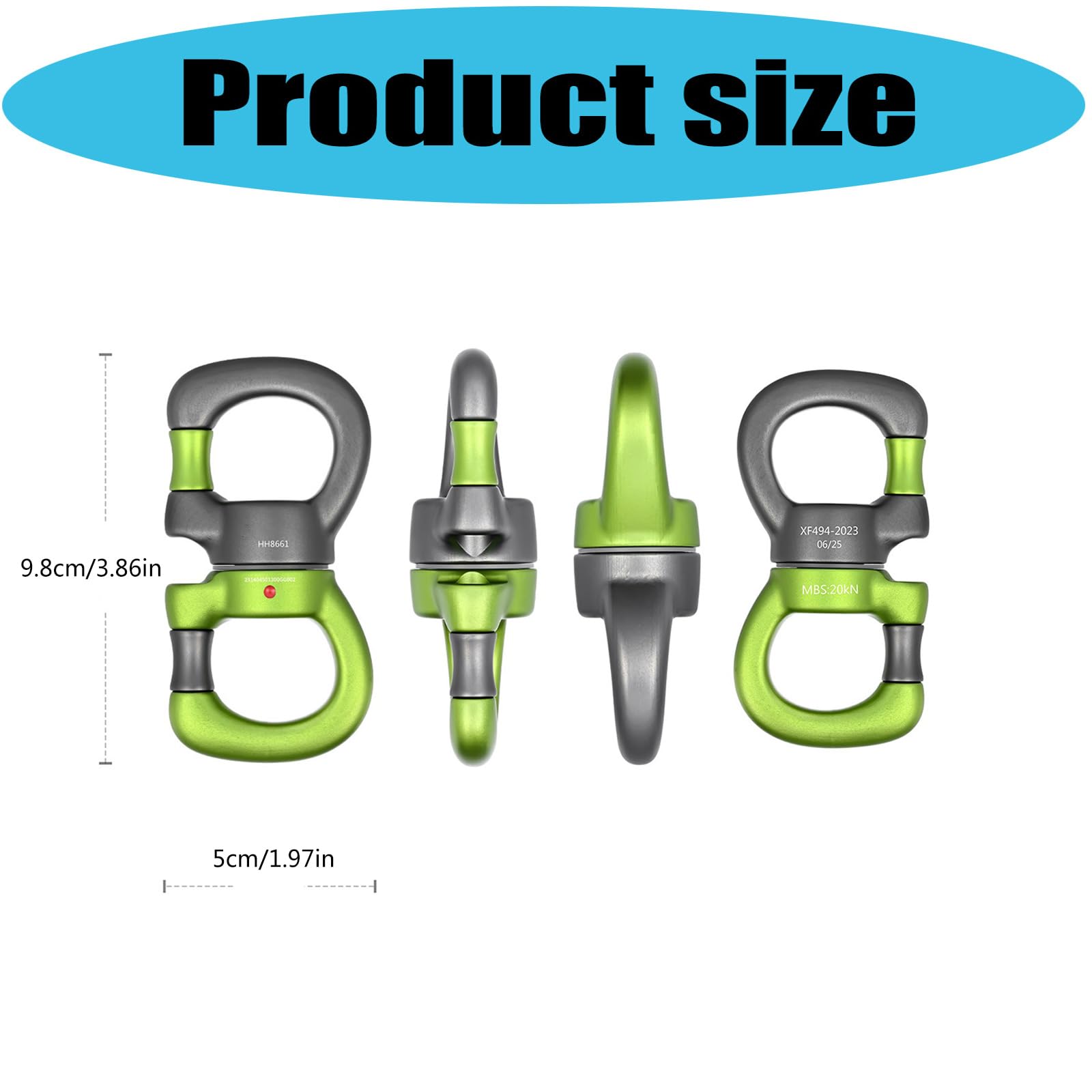 Mosquetón multiusos de acero inoxidable de aluminio con bloqueo automático para acampar al aire libre y escalada, conector de rueda fijo de instalación rápida