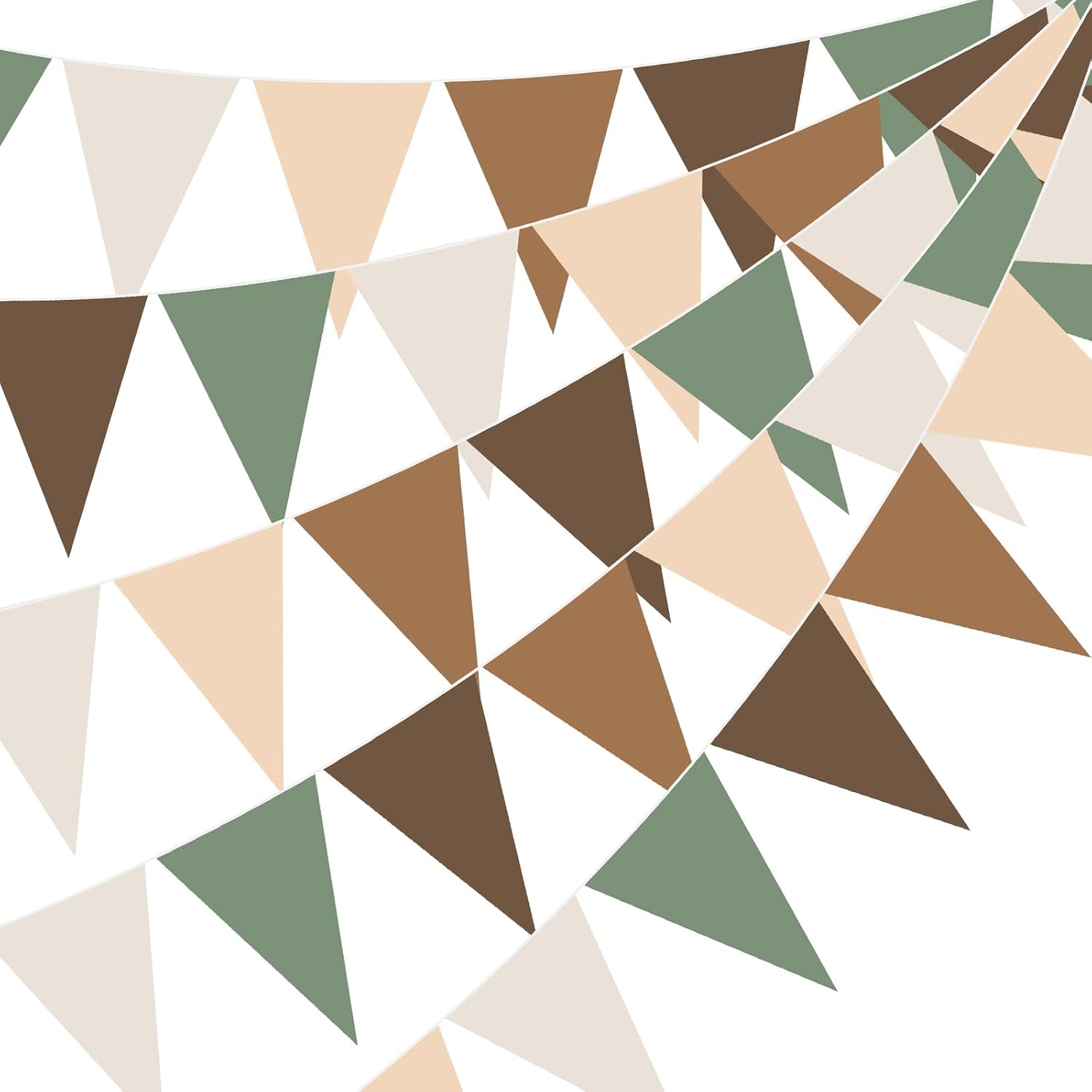 5 Pcs Woodland Pennant Banner Flags Camping Party Paper Triangle Banners Sage Green Bunting for One Lucky Duck Birthday Wild One Birthday Baby Shower a Little Hunter Is Way Decor(Natural Color)