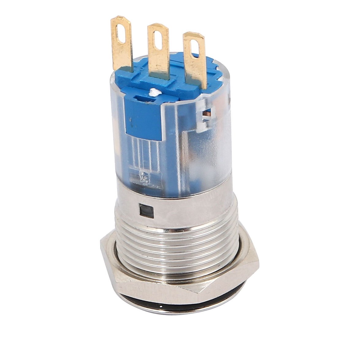 Commutateurs UL 16mm 0.63 "diamètre de montage capuchon plat verrouillage en acier inoxydable bouton-poussoir en métal commutateurs à bouton-poussoir commutateur SPDT VEzSgFdY