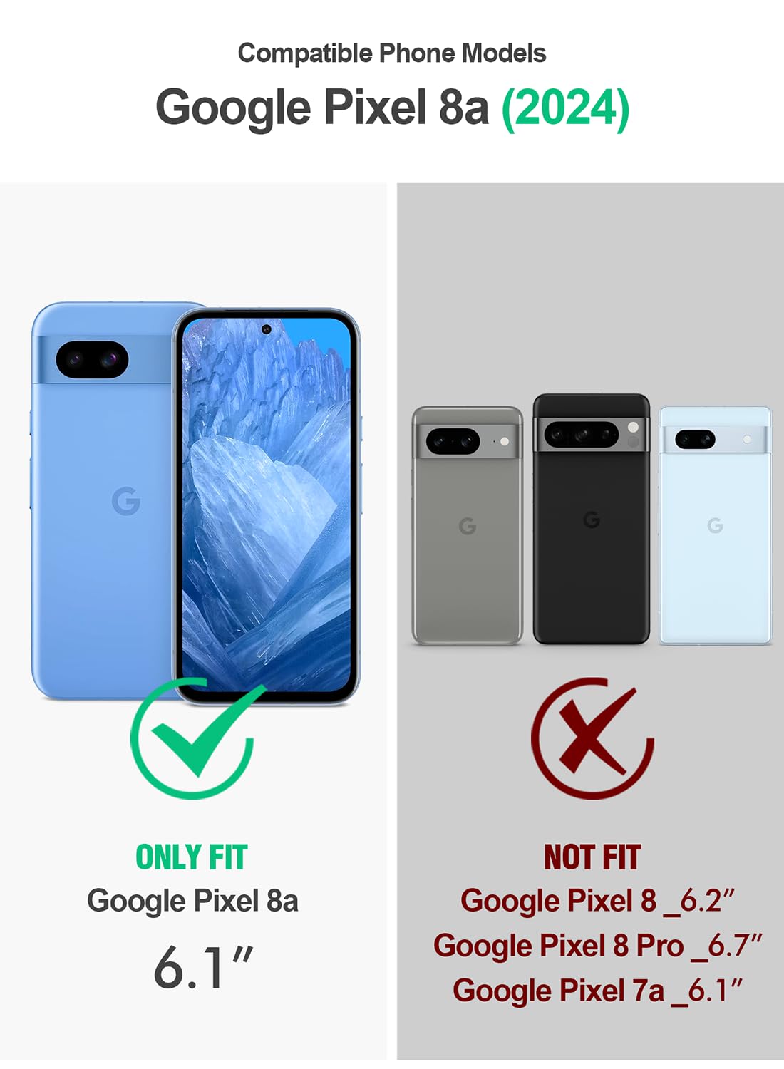 Poetic Revolution Case Compatible with Pixel 8A 5G, Full Body Rugged Shockproof Protective Cover Case with Kickstand - Image 2