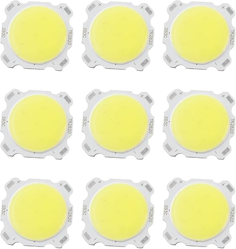 10pcs redondo COB 3W alta potencia LED chip bombilla lámpara de aluminio placa de circuito LED chip módulo 300-330LM DC 9-11V blanco cálido