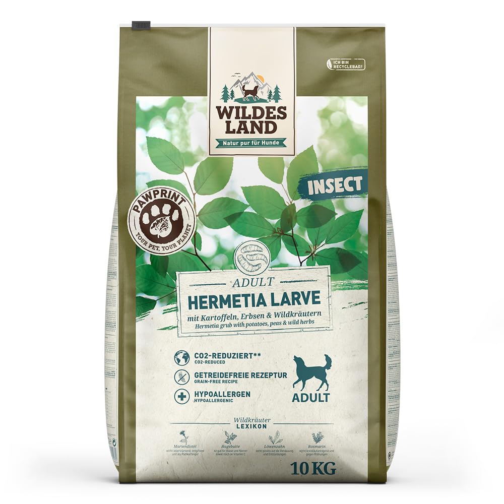 Wildes Land Pawprint - Insect - 10 kg - Hermetia Larve mit Kartoffeln, Erbsen und Wildkräutern