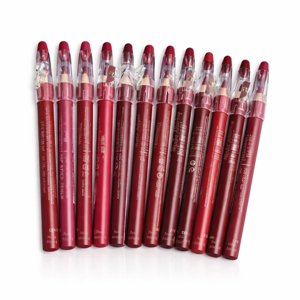 Pack of 12 Lipstick Pencil Set | Matte Lip Crayon with Sharpener | Long Lasting Waterproof Lip Liner & Lipstick Combo | Multicolor Shades-picture-16