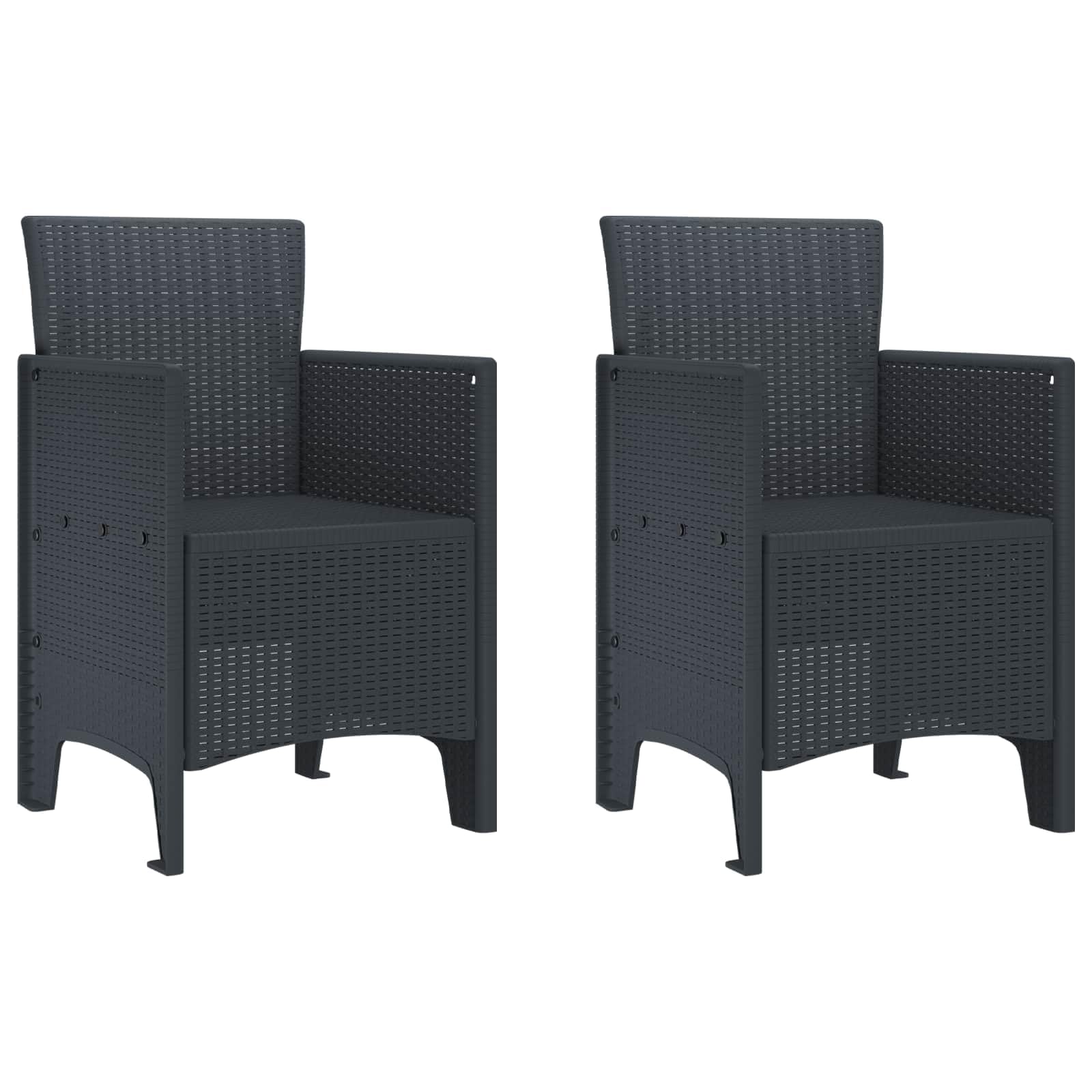 2 sillas de jardín, silla de balcón, antracita, 53 x 49 x 85 cm, polipropileno, asiento para terraza, exterior
