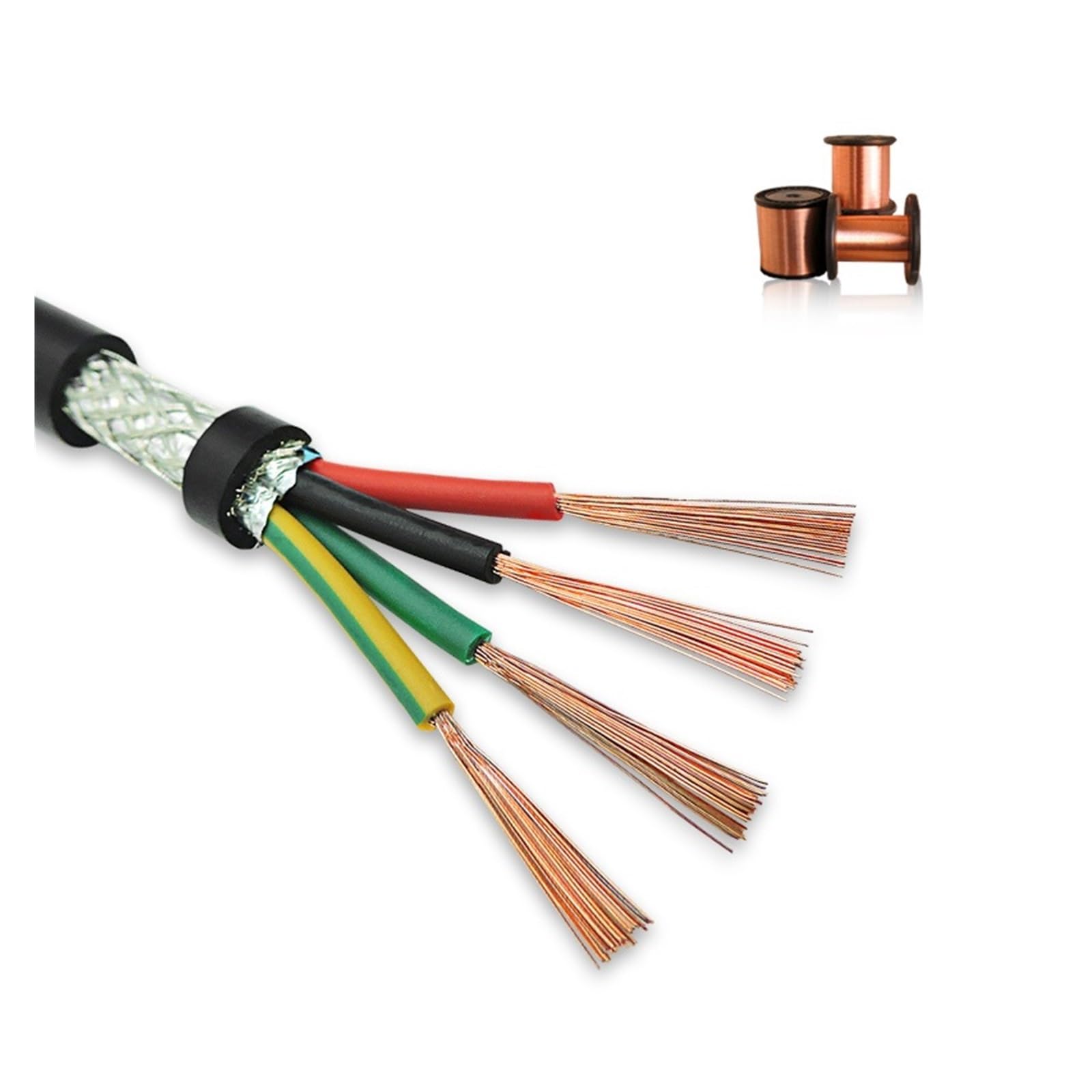 Ekranowany kabel sygnału sterującego RVVP o długości 50 m, 2-8-rdzeniowy drut miedziany z PVC | Drut miedziany z PVC 17/18/20/22/24/26AWG, przewód audio, izolacja PVC,(5CORES_22AWG 0.3MM2)
