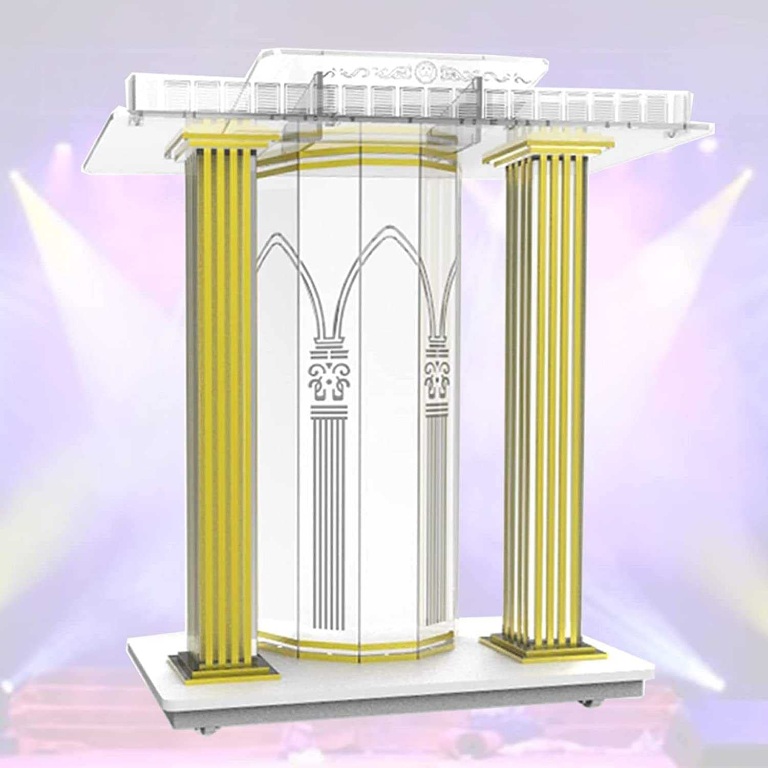 Podium Portable Scolaire, Chaire Lutrin LED sur roulettes, Table D'invits De Rception, Bureau d'accueil, pour Restaurants, Mariages, Bureau et salles de Classe