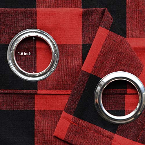 Natus Weaver NWUSCCPGM-5245C06 Buffalo Check Curtains 45 Inches Long Basement Red And Black Gingham Plaid Kitchen Window Curtain Panels Living Room Checker Drapes Bedroom Grommet Top Window Treatment 2 Panels thumb #1