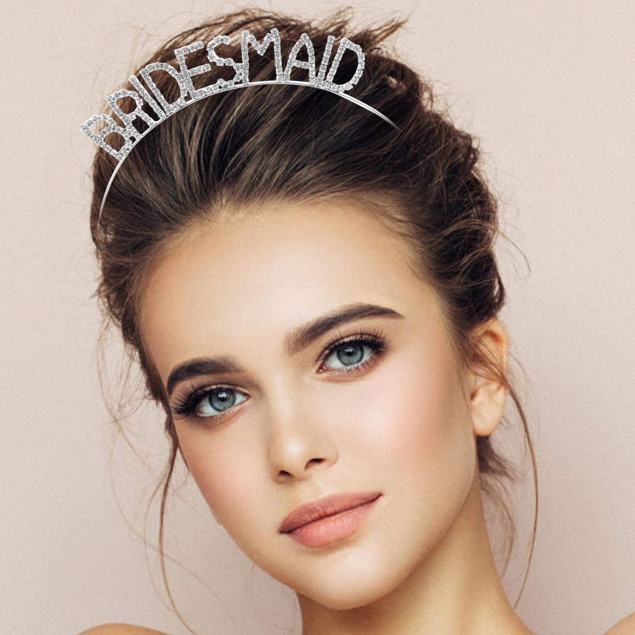 Beaupretty Bridesmaid Letter Headband Bachelorette Party Headpieces Rhinestone Tiara Wedding Accessories for Girls Women Wedding Party - Image 2