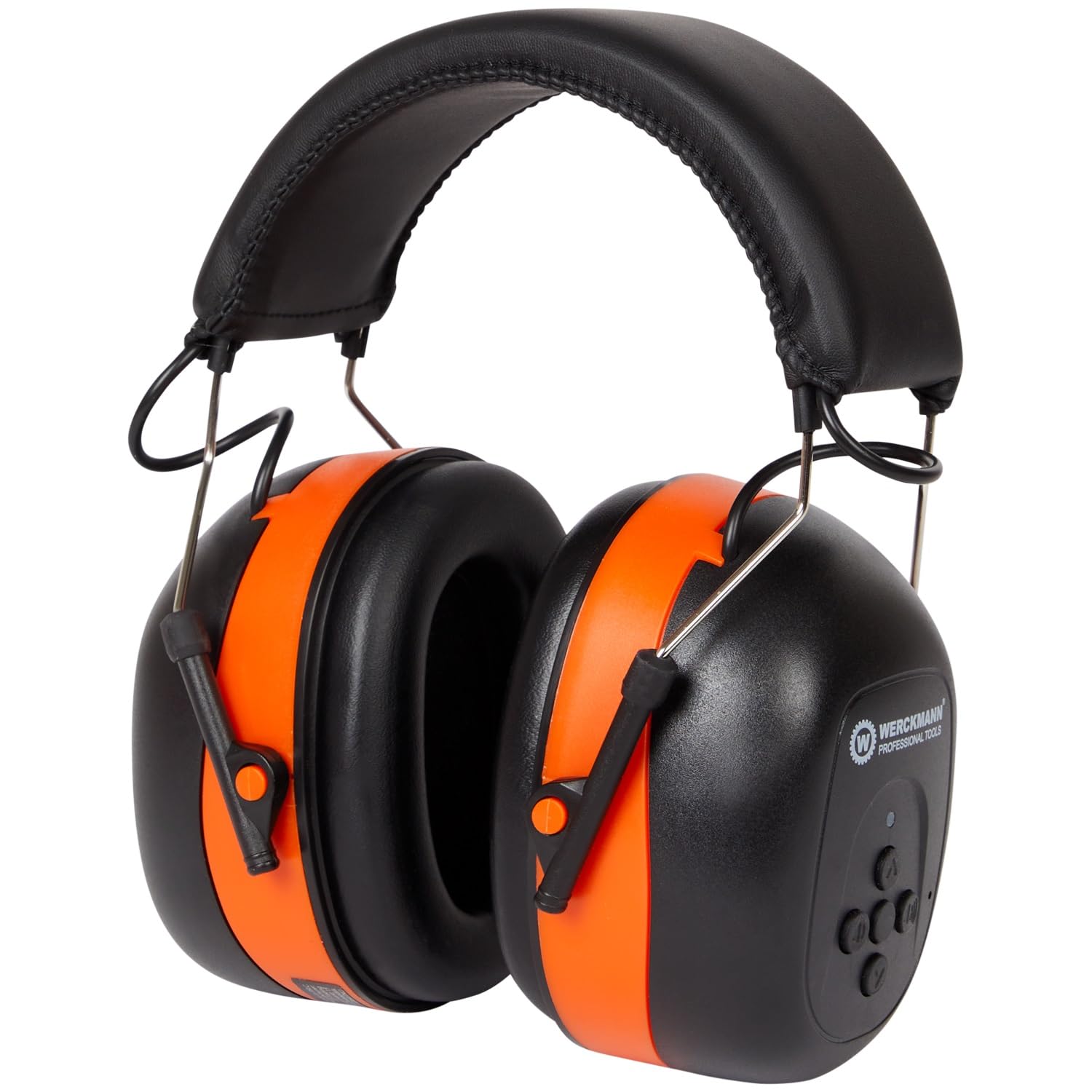 Werckmann Protección auditiva Bluetooth: orejeras ajustables 27 dB, ideal para adultos, Negro/Naranja