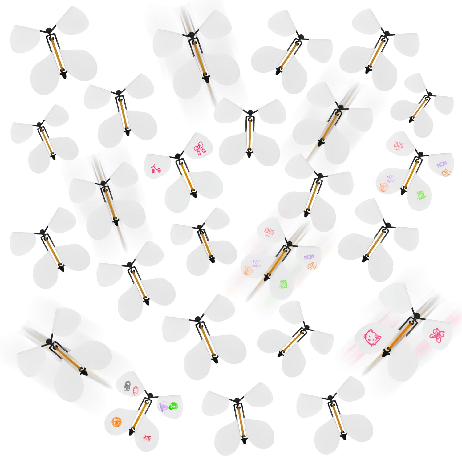 LOMIMOS 20Pcs Flying Butterfly, White Magic Wind Up Butterfly Toy DIY Butterfly Wings for Children Surprise Wedding Birthday Party Gifts Book Greeting Card
