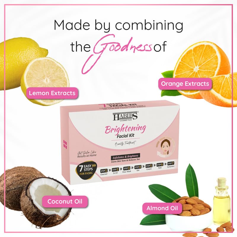 Image of Habibs Brightening Facial kit Beauty Treatment exfoliates & Brightens even skin tone & reduces tan 7 Easy Step