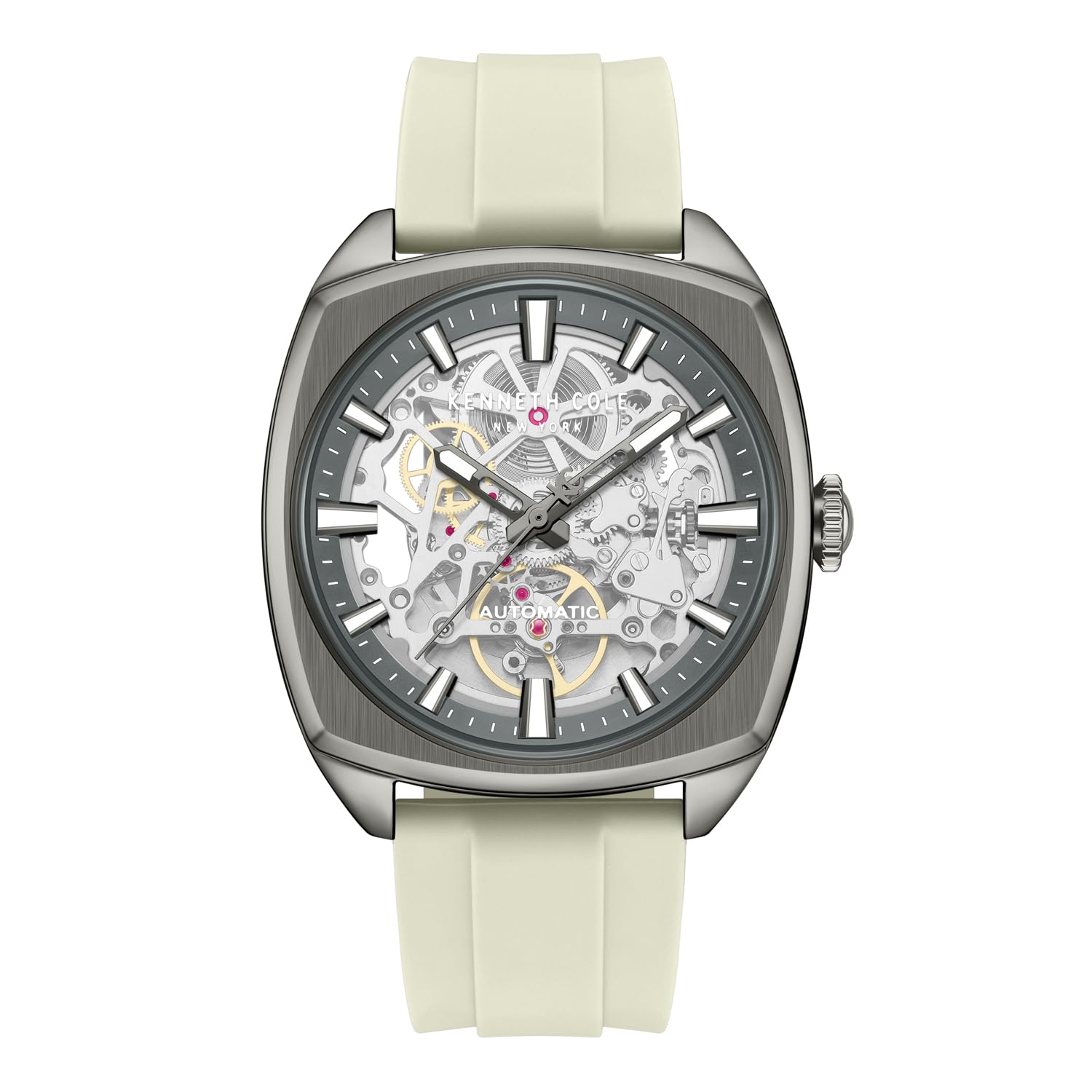 kcw1 ケネスコール メンズ腕時計 マルチファンクション ホワイト白 革ベルト Buy Kenneth Cole Automatic with Gun Dial White Silicon Strap Watch