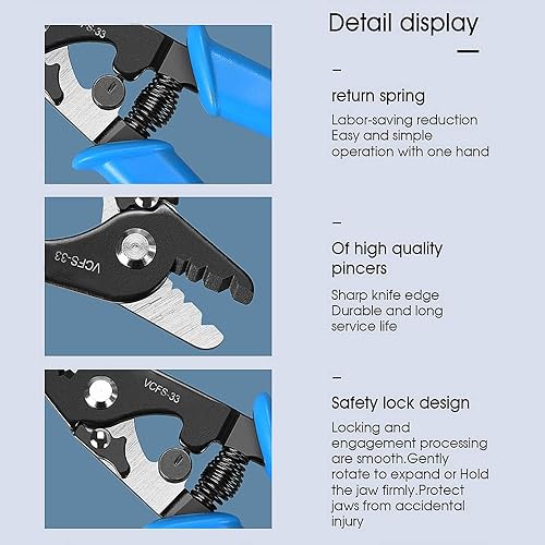 Miniatura 6 de YICIZOL Alicates pelacables de fibra óptica de tres agujeros para herramientas FTTH VCFS-431-negro