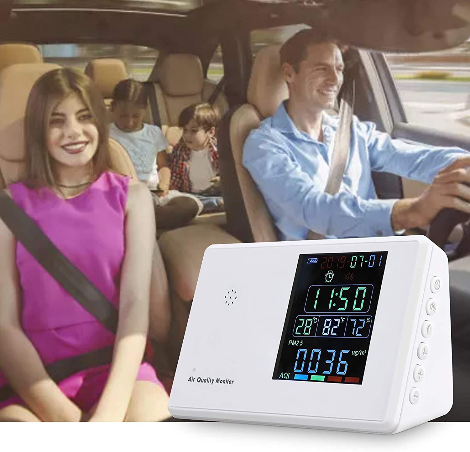 Détecteurs de CO2 intérieurs avec écran TFT HD, moniteur de qualité de l'air, capteur, testeur ; Détecter et tester la pollution intérieure, les PM2,5, le CO2, la température et l'humidité durabl